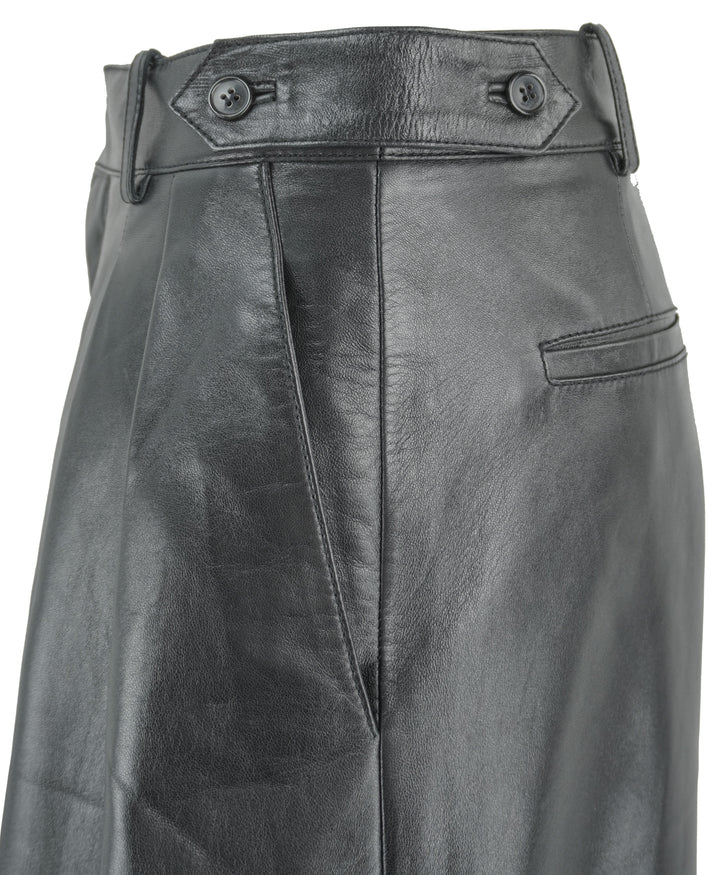 Saint Laurent Leather Culottes in Black - Discounts on Saint Laurent at UAL