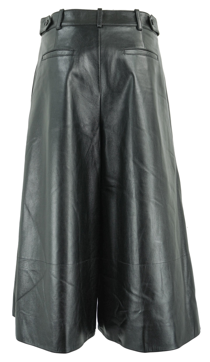 Saint Laurent Leather Culottes in Black - Discounts on Saint Laurent at UAL