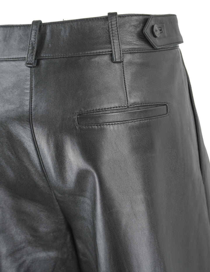 Saint Laurent Leather Culottes in Black - Discounts on Saint Laurent at UAL