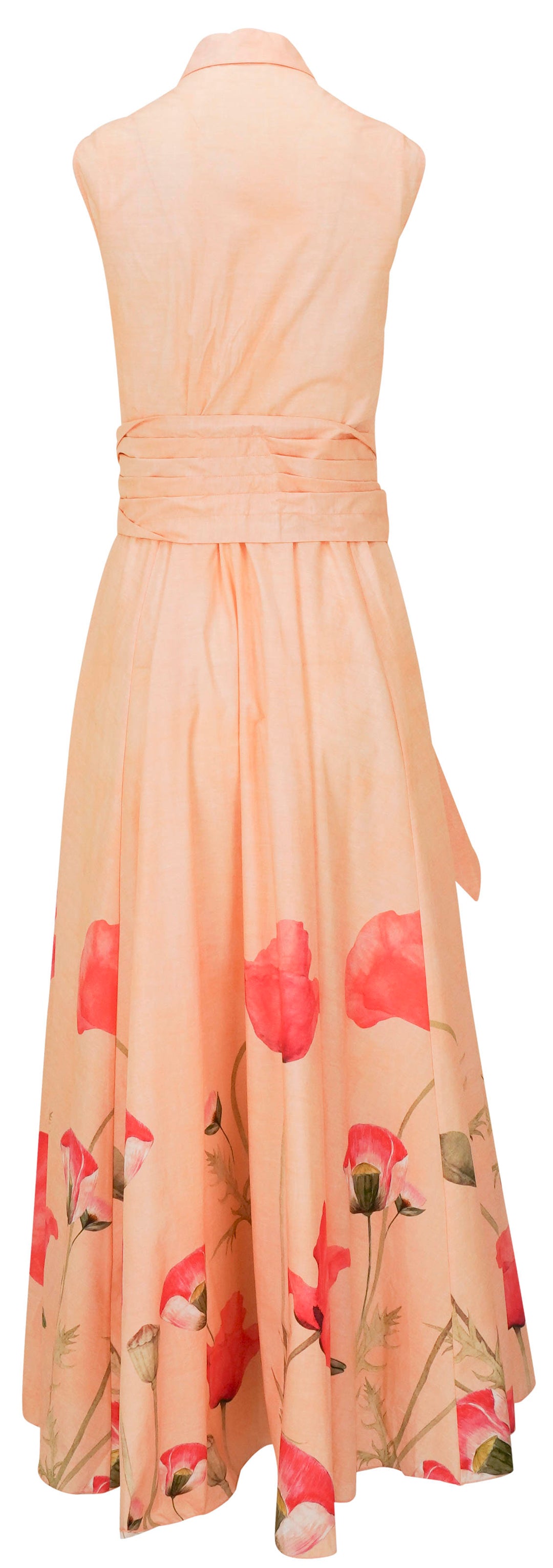 Giambattista Valli Floral Print Tie Waist Shirt Dress in Peach - Discounts on Giambattista Valli at UAL