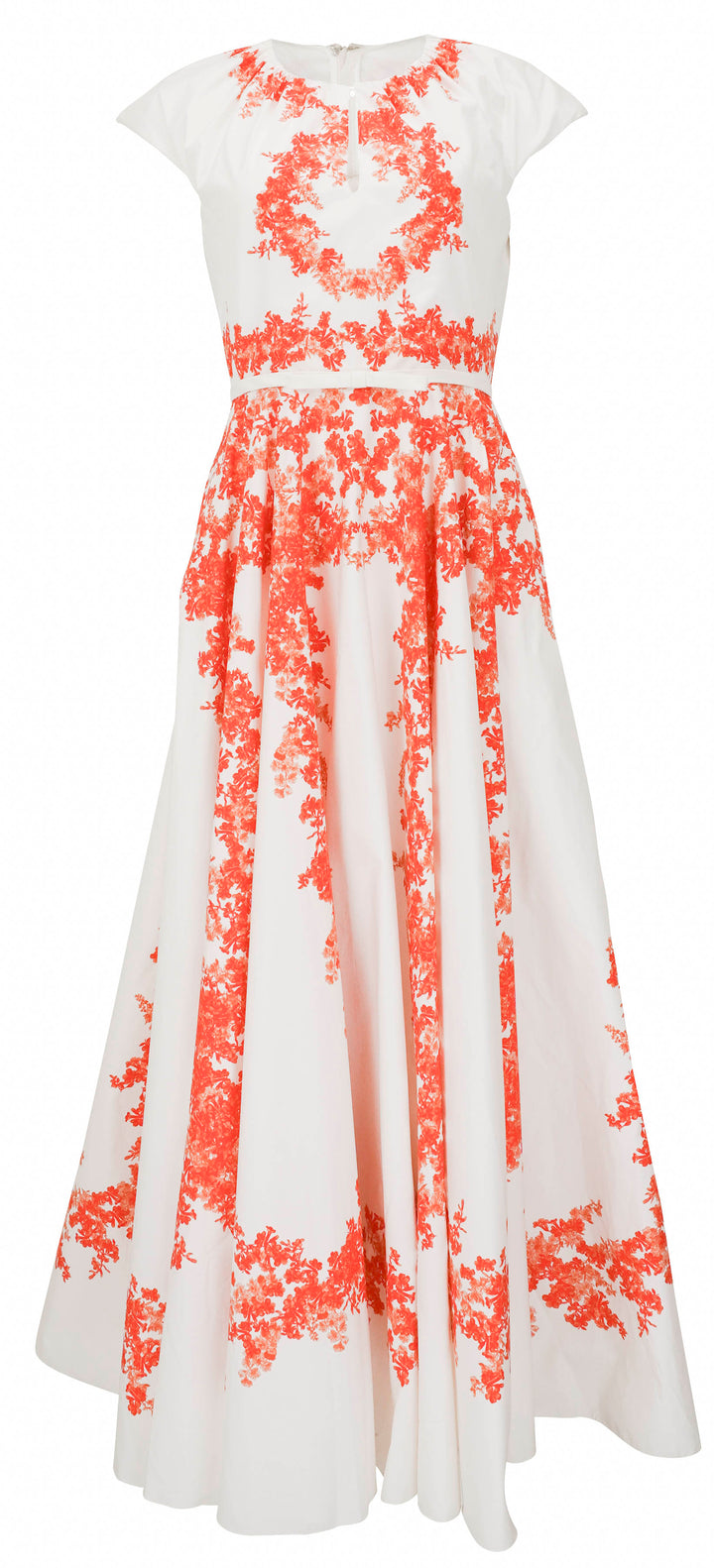 Giambattista Valli Floral Print Maxi Dress in White and Orange - Discounts on Giambattista Valli at UAL
