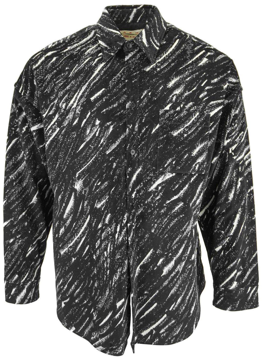 Marni Crayon Flocked Button Down Shirt in Black and White - Discounts on Marni at UAL