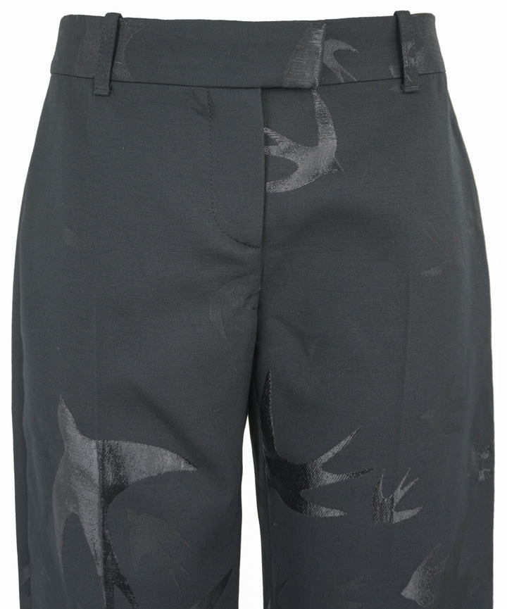 Alexander McQueen Swallow Print Trousers in Black - Discounts on Alexander McQueen at UAL