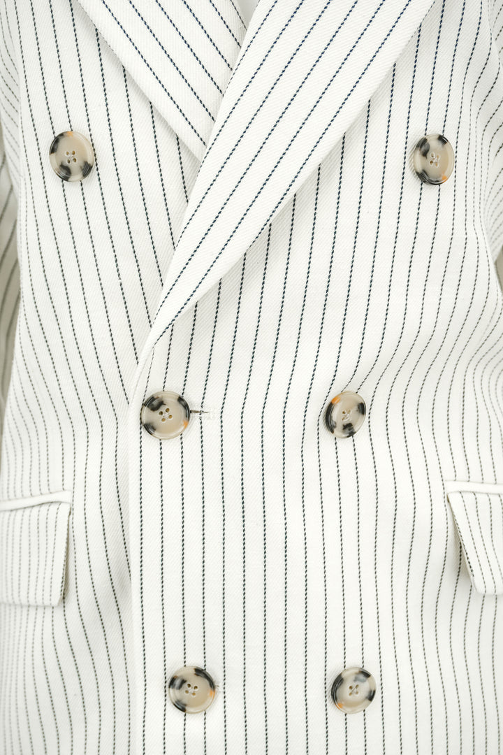 Frame Double Breasted Blazer in Cream Multi - Discounts on Frame at UAL