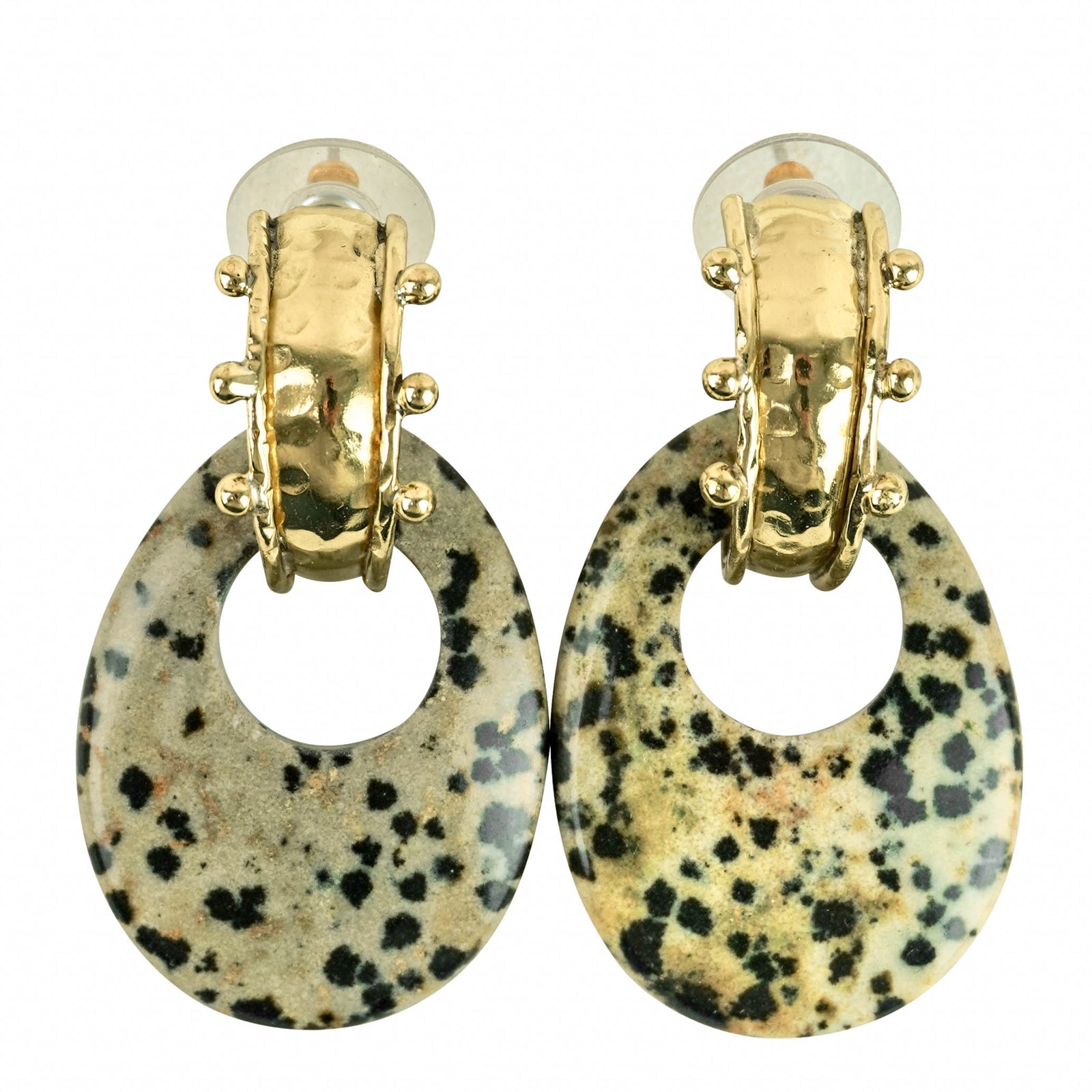Ulla Johnson Nalani Geo Stone Earrings in Dalmatian Jasper - Discounts on Ulla Johnson at UAL
