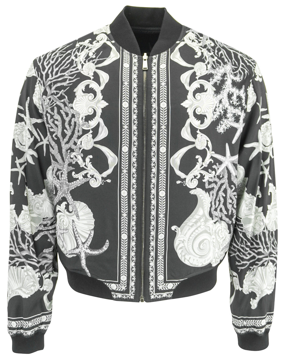 Versace Barocco Sea Reversible Bomber Jacket In Black and Grey - Discounts on Versace at UAL