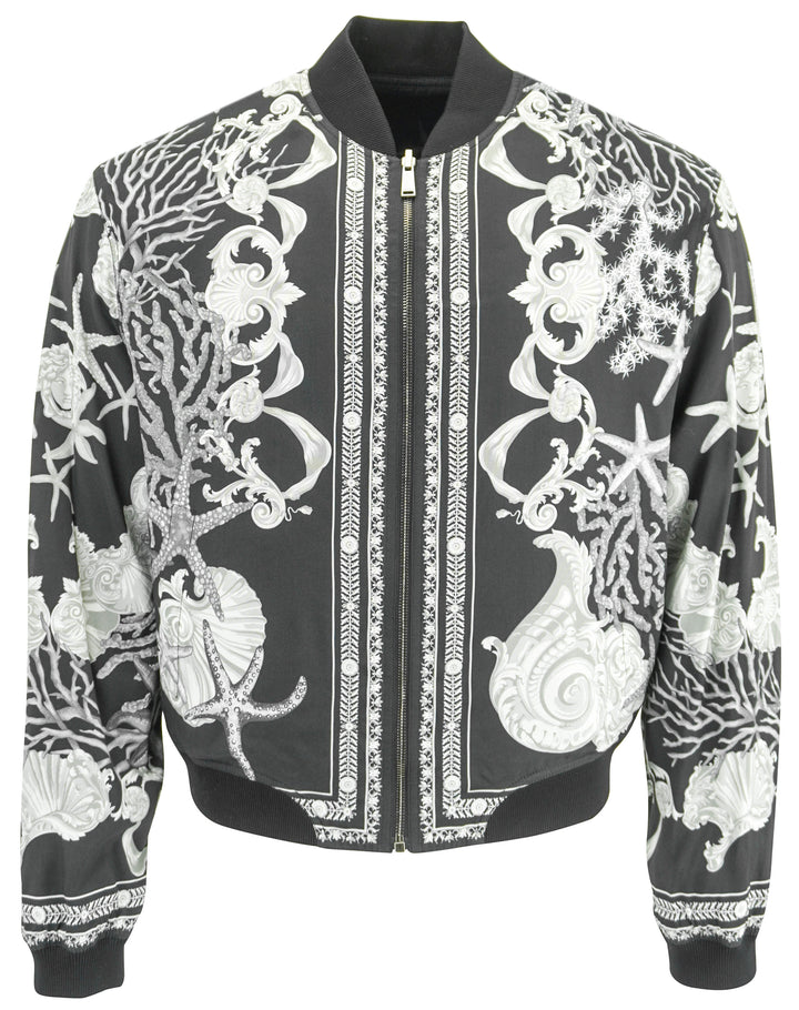 Versace Barocco Sea Reversible Bomber Jacket In Black and Grey - Discounts on Versace at UAL