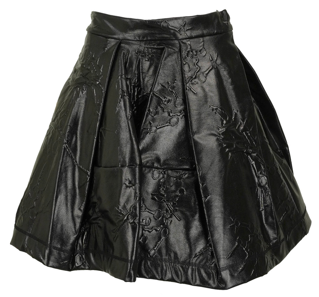 Kenzo Pleated Embossed Mini Skirt in Black - Discounts on Kenzo at UAL