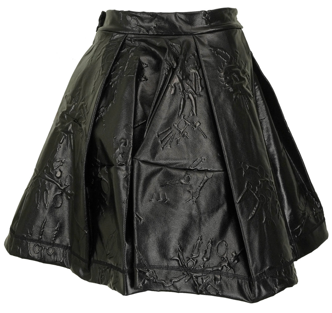 Kenzo Pleated Embossed Mini Skirt in Black - Discounts on Kenzo at UAL