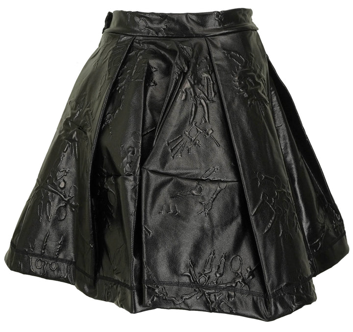 Kenzo Pleated Embossed Mini Skirt in Black - Discounts on Kenzo at UAL