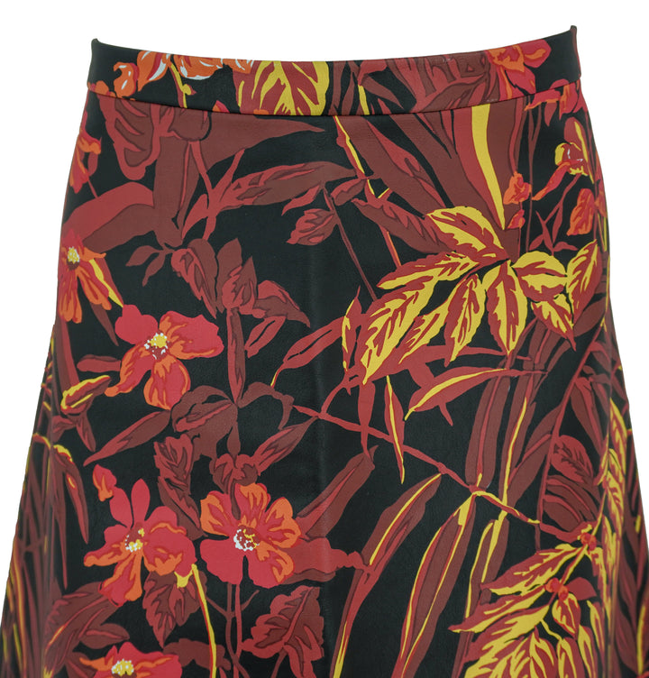 Balenciaga Floral Print Leather Skirt in Black Multi - Discounts on Balenciaga at UAL