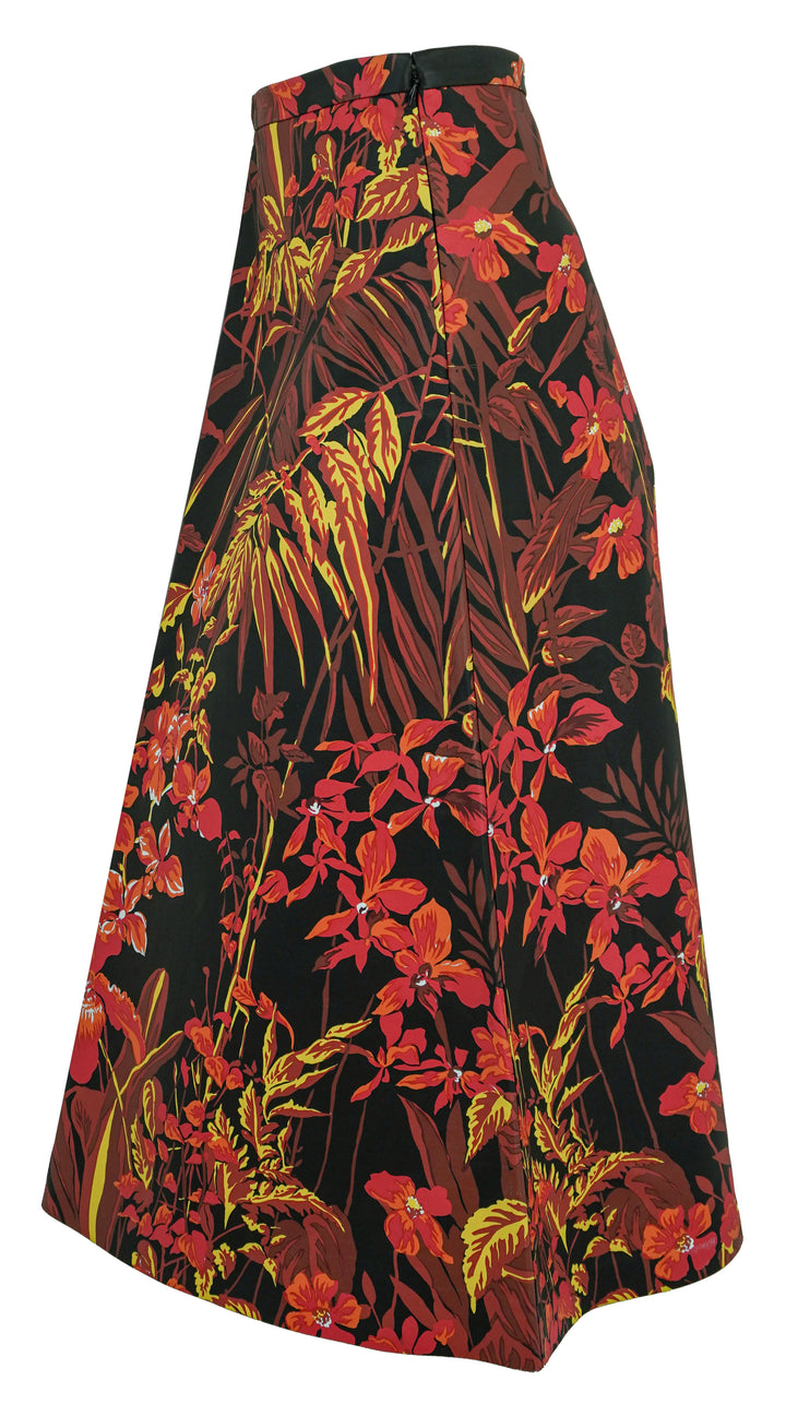 Balenciaga Floral Print Leather Skirt in Black Multi - Discounts on Balenciaga at UAL