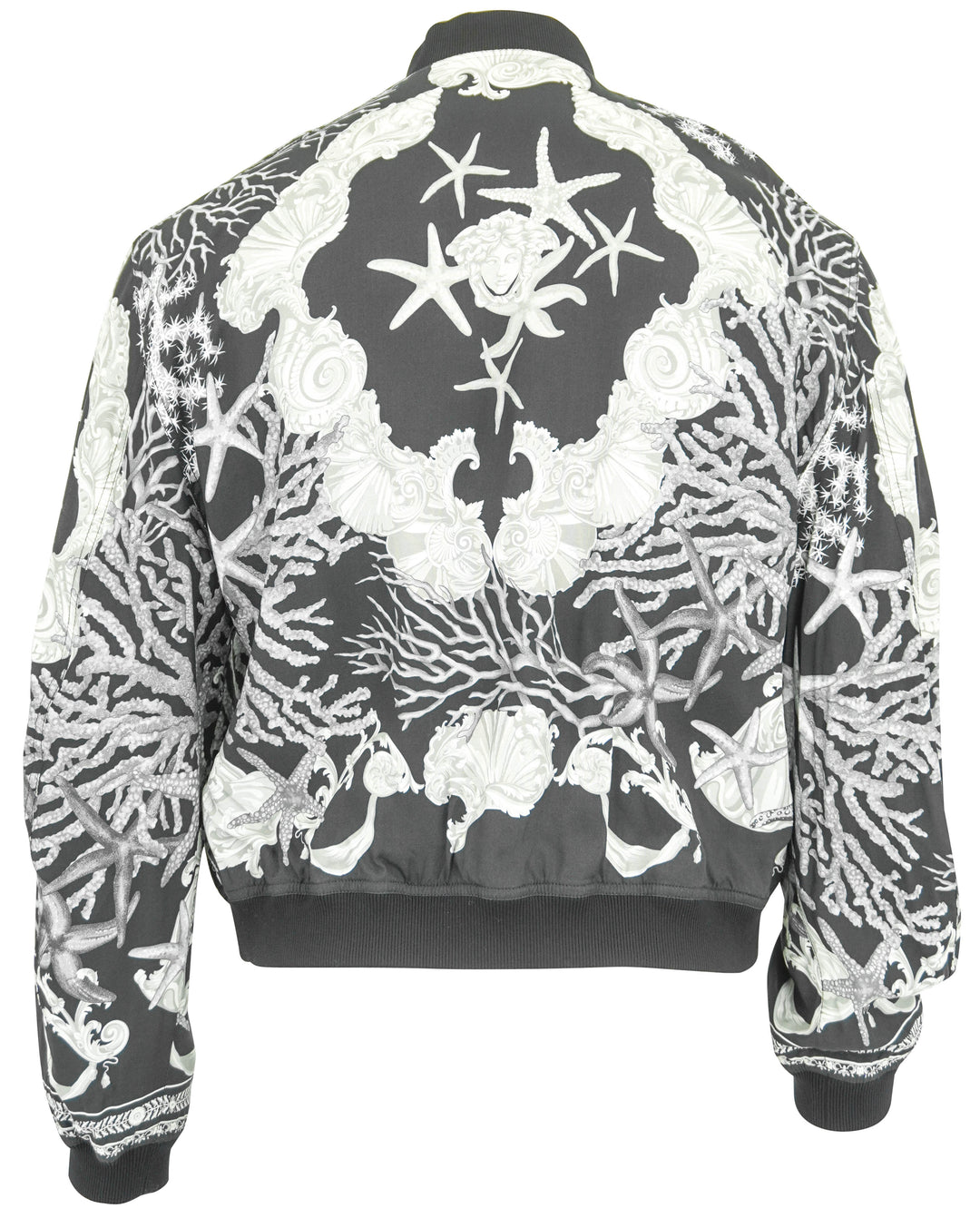 Versace Barocco Sea Reversible Bomber Jacket In Black and Grey - Discounts on Versace at UAL
