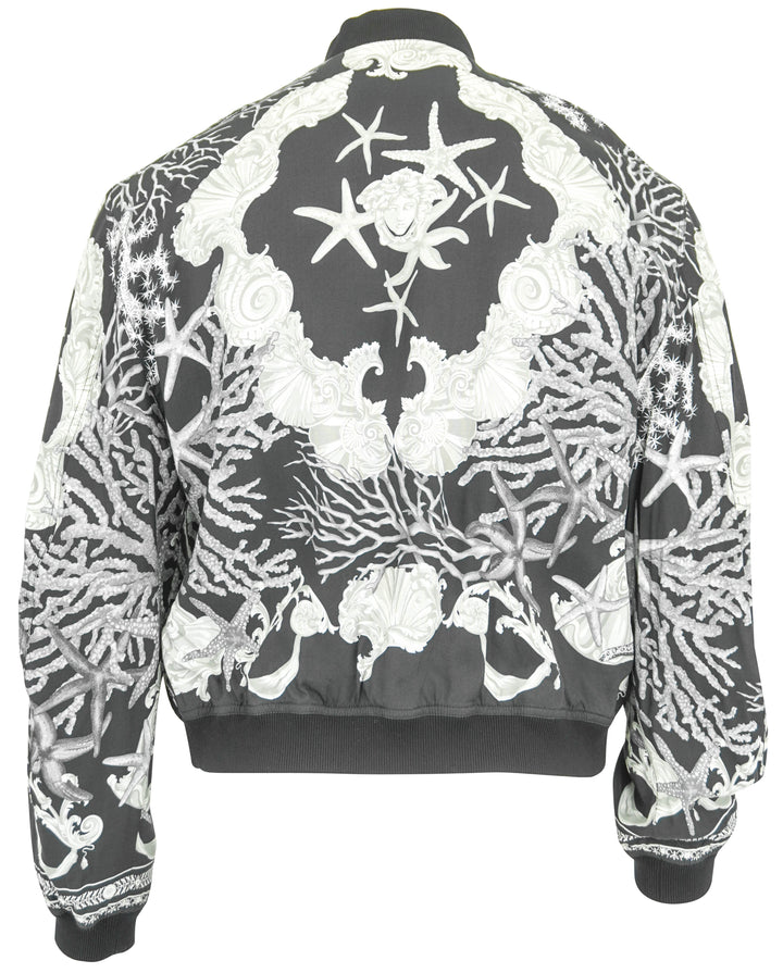 Versace Barocco Sea Reversible Bomber Jacket In Black and Grey - Discounts on Versace at UAL