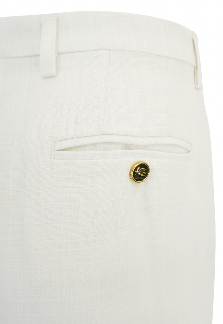 Etro Slub-Texture Trousers in Off White - Discounts on Etro at UAL