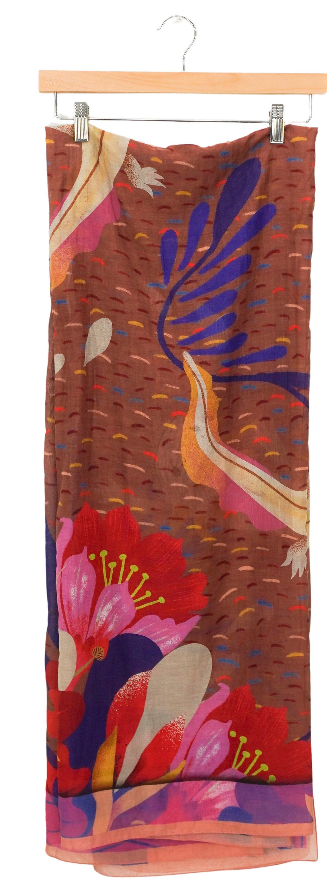 Franco Ferrari Lizard/Tropical Flower Print Scarf in Pink Multi - Discounts on Franco Ferrari at UAL