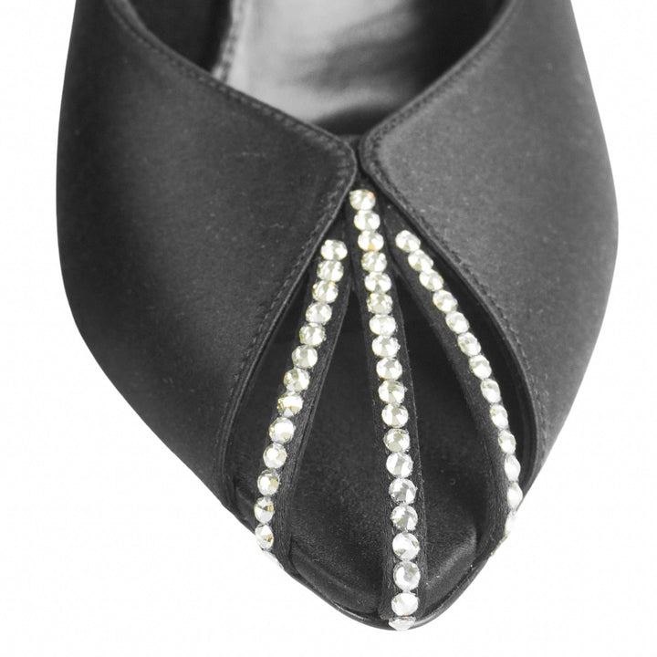 Saint Laurent Embellished Satin Pumps in Black - Discounts on Saint Laurent at UAL