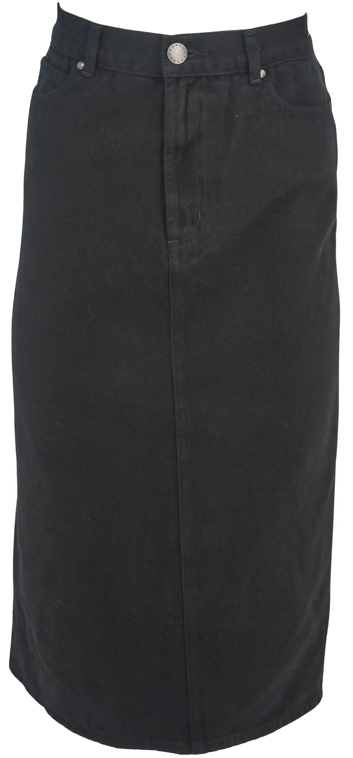 The Great Column Denim Skirt in Black - Discounts on The Great at UAL