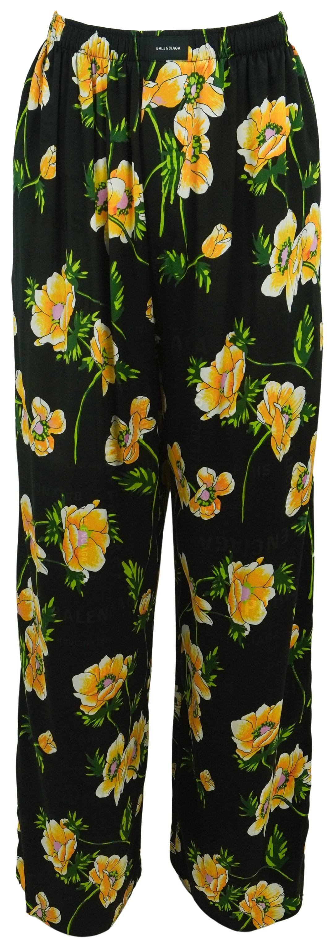 Balenciaga Floral Print Pajama Pants in Black - Discounts on Balenciaga at UAL