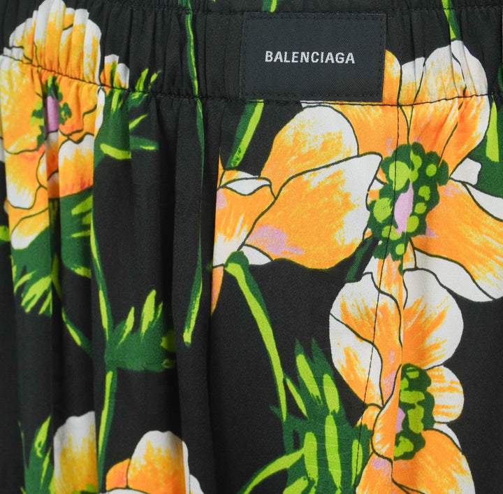 Balenciaga Floral Print Pajama Pants in Black - Discounts on Balenciaga at UAL