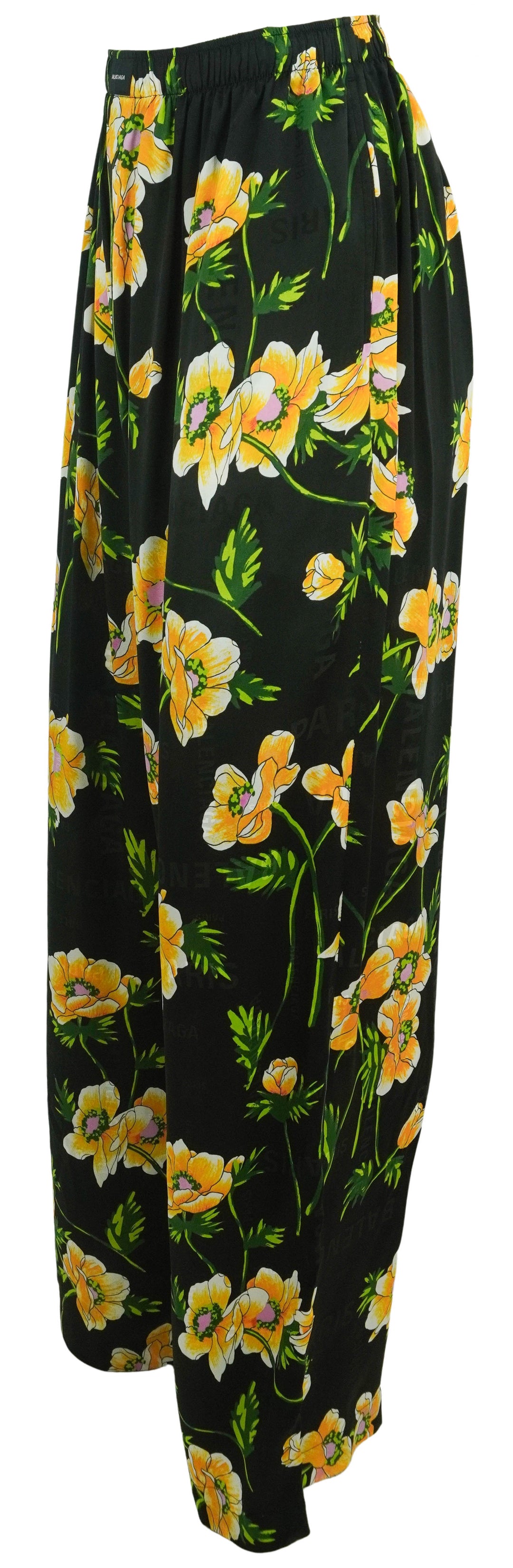 Balenciaga Floral Print Pajama Pants in Black - Discounts on Balenciaga at UAL