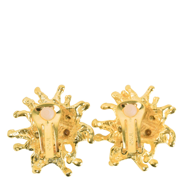 Kenneth Jay Lane Embellished Clip On Earrings in Gold - Discounts on Kenneth Jay Lane at UAL