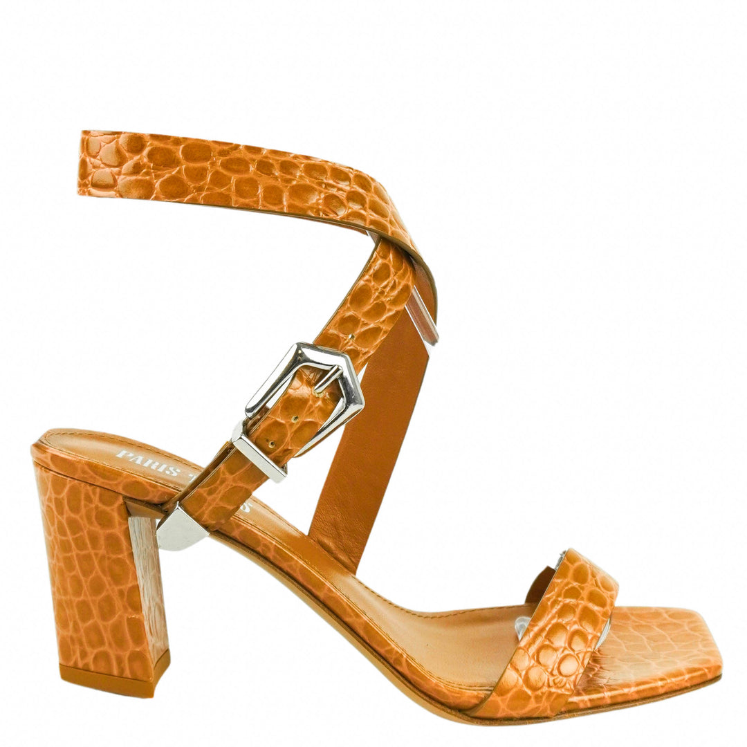 Paris Texas Mini Embossed Lauren Sandals in Walnut - Discounts on Paris Texas at UAL