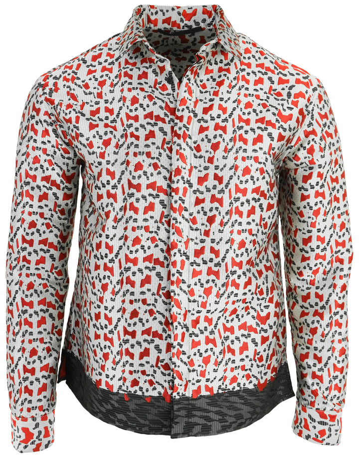 Haider Ackermann Oversized Shirt in Abstract Red and Black - Discounts on Haider Ackermann at UAL