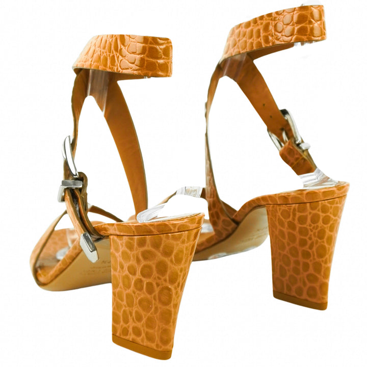 Paris Texas Mini Embossed Lauren Sandals in Walnut - Discounts on Paris Texas at UAL