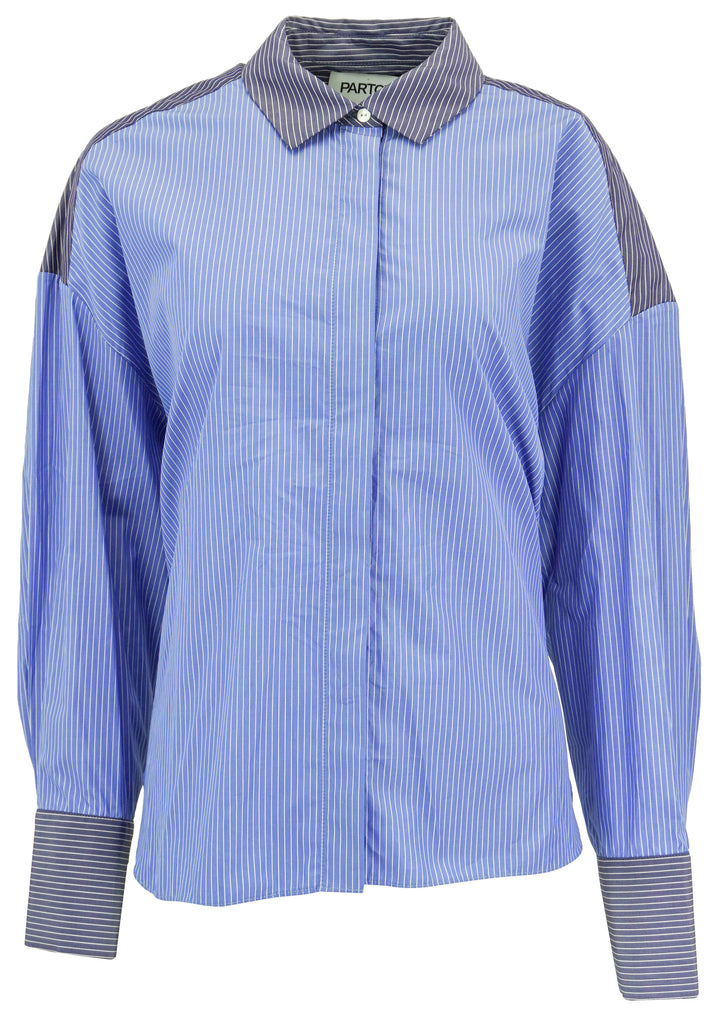 Partow Theo Shirt in Cornflower Stripe - Discounts on Partow at UAL