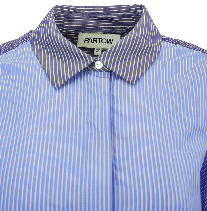 Partow Theo Shirt in Cornflower Stripe - Discounts on Partow at UAL