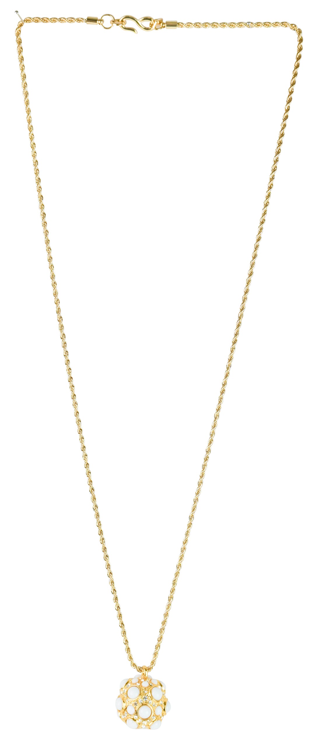 Kenneth Jay Lane Ball Pendant Necklace in White/Gold - Discounts on Kenneth Jay Lane at UAL