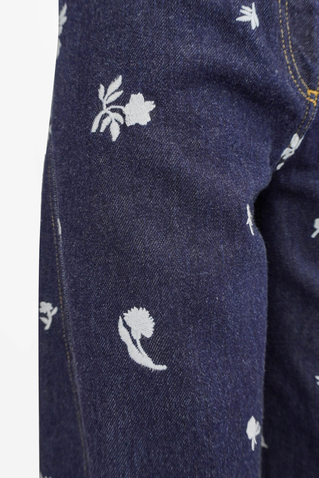 Lanvin Embroidered Wide Leg Jeans in Dark Wash