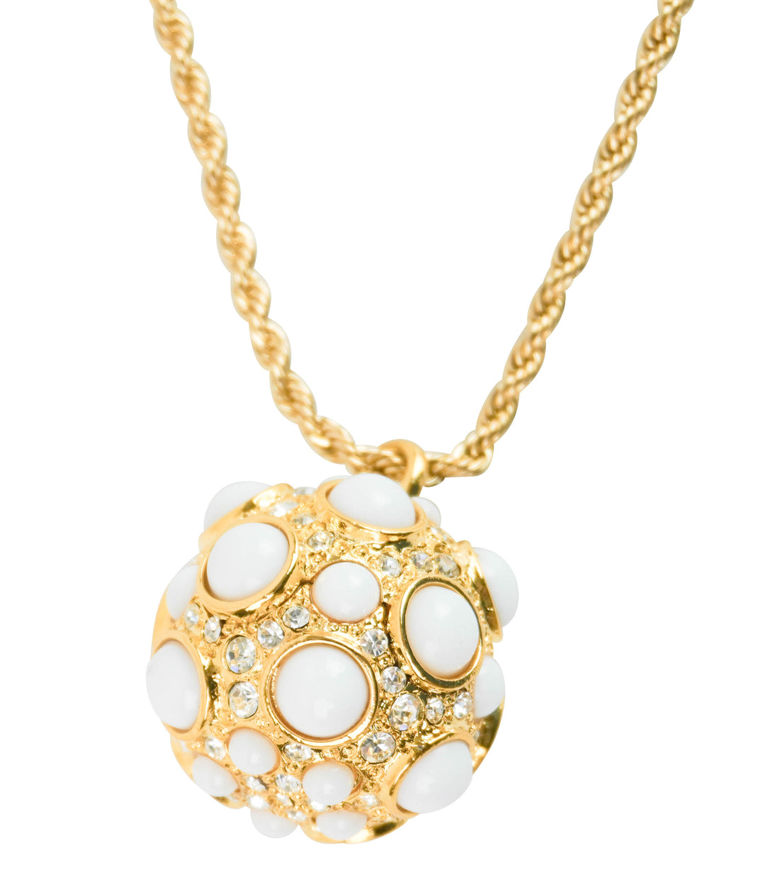 Kenneth Jay Lane Ball Pendant Necklace in White/Gold - Discounts on Kenneth Jay Lane at UAL
