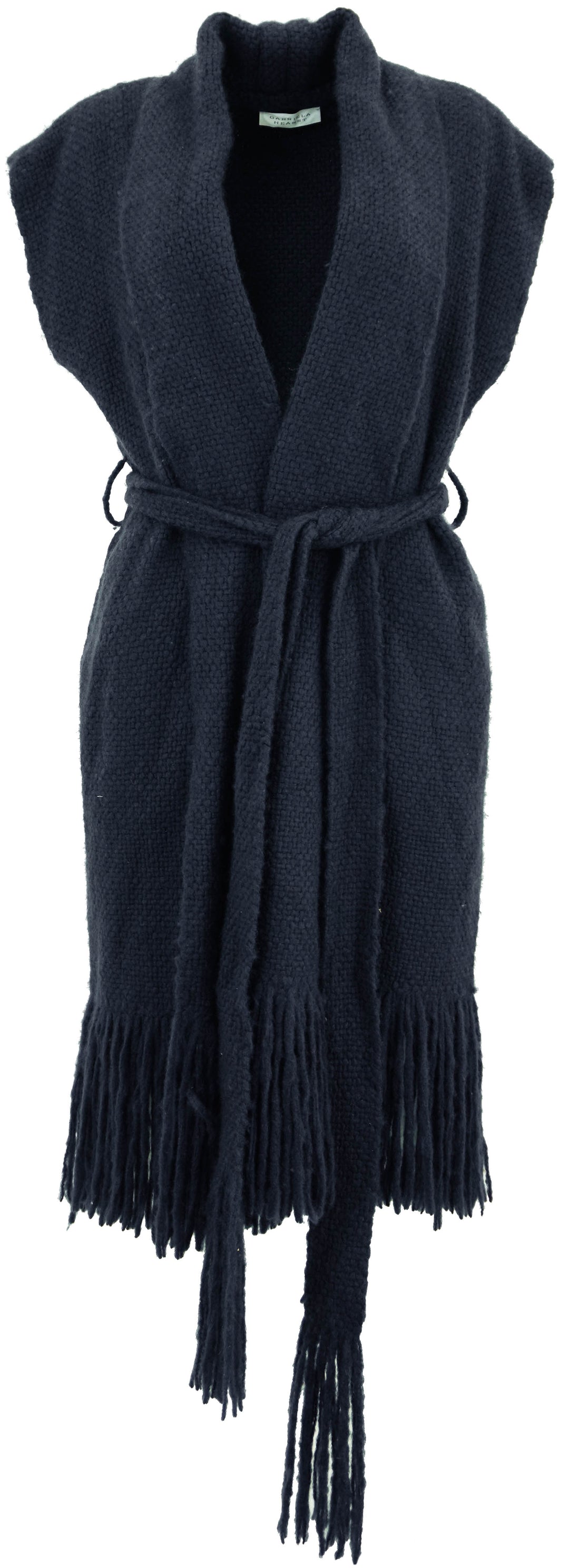 Gabriela Hearst Teagan Belted Cashmere Fringe Vest in Denim Blue - Discounts on Gabriela Hearst at UAL