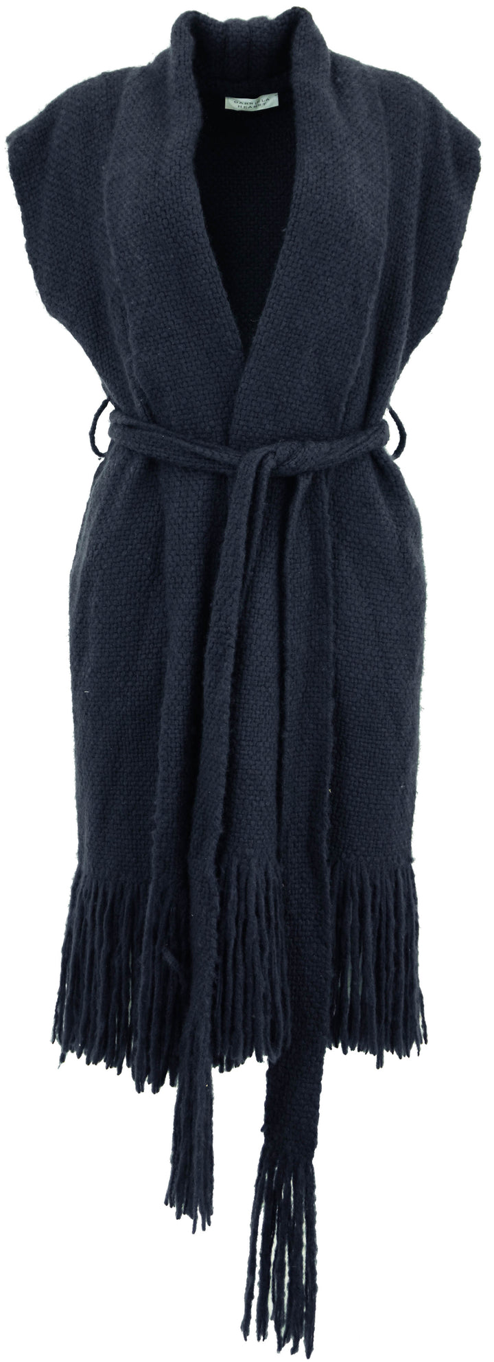 Gabriela Hearst Teagan Belted Cashmere Fringe Vest in Denim Blue - Discounts on Gabriela Hearst at UAL