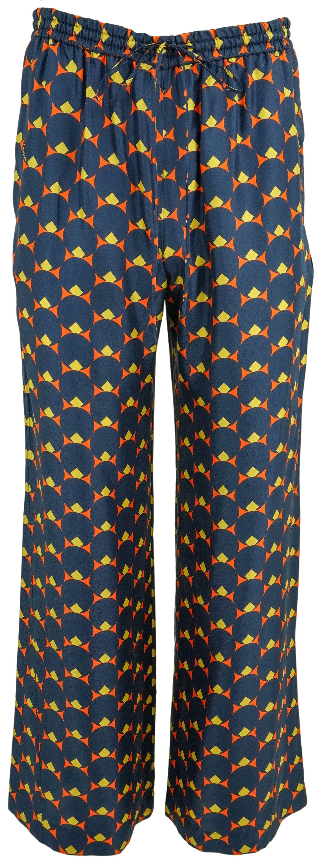 Lanvin Silk Trousers in Navy Print - Discounts on Lanvin at UAL