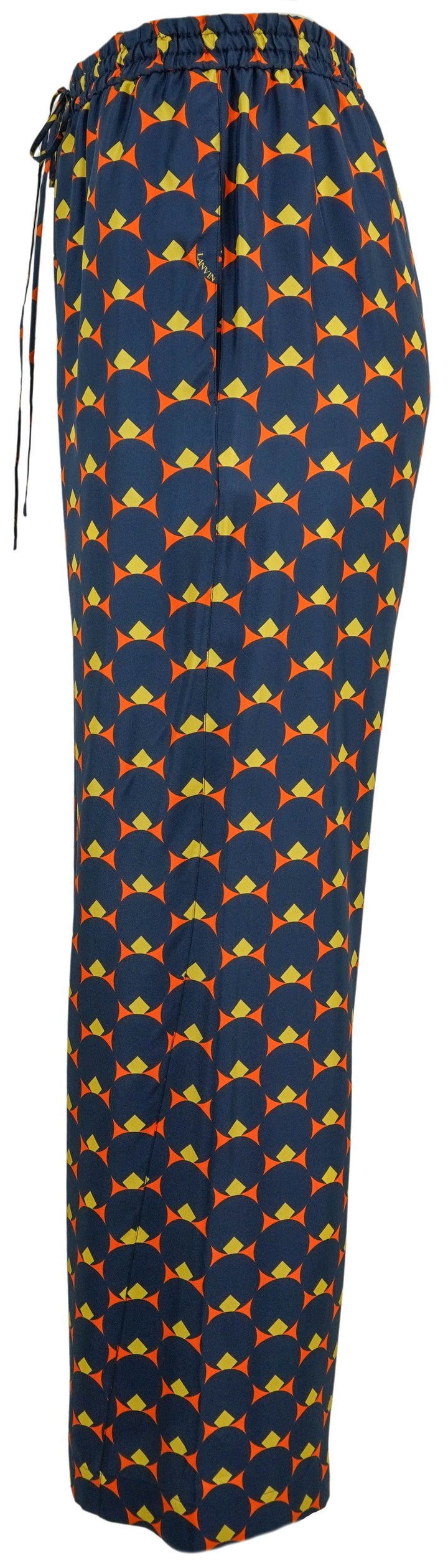 Lanvin Silk Trousers in Navy Print - Discounts on Lanvin at UAL