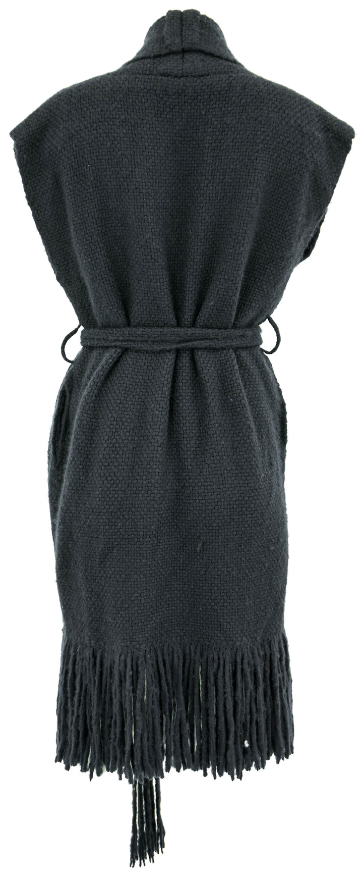 Gabriela Hearst Teagan Belted Cashmere Fringe Vest in Denim Blue - Discounts on Gabriela Hearst at UAL