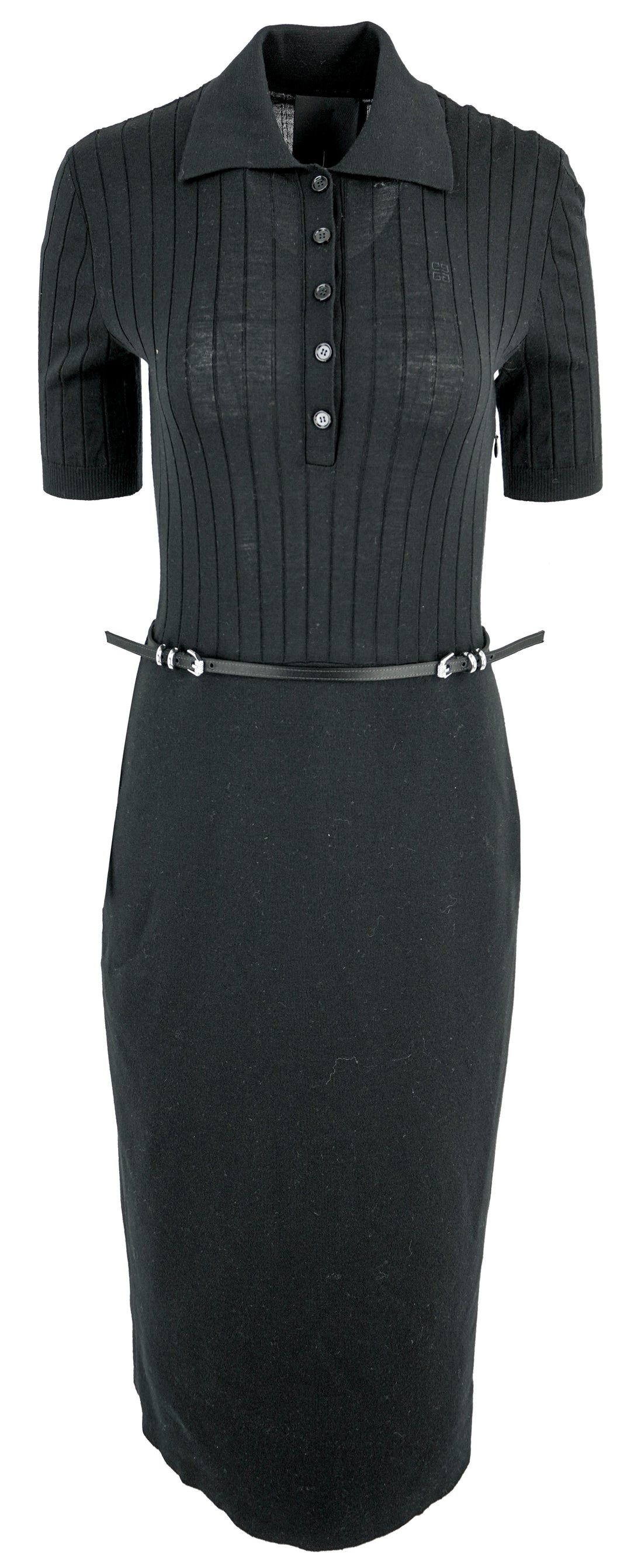 Givenchy Voyou Belted Wool Midi Dress in Black - Discounts on Givenchy at UAL