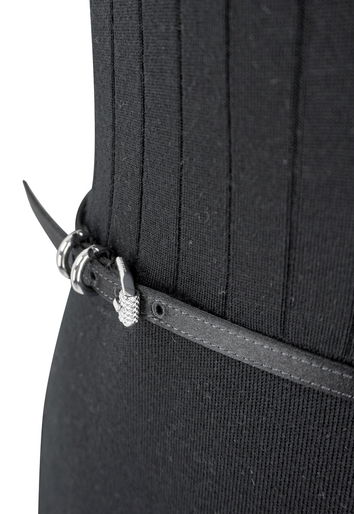 Givenchy Voyou Belted Wool Midi Dress in Black - Discounts on Givenchy at UAL