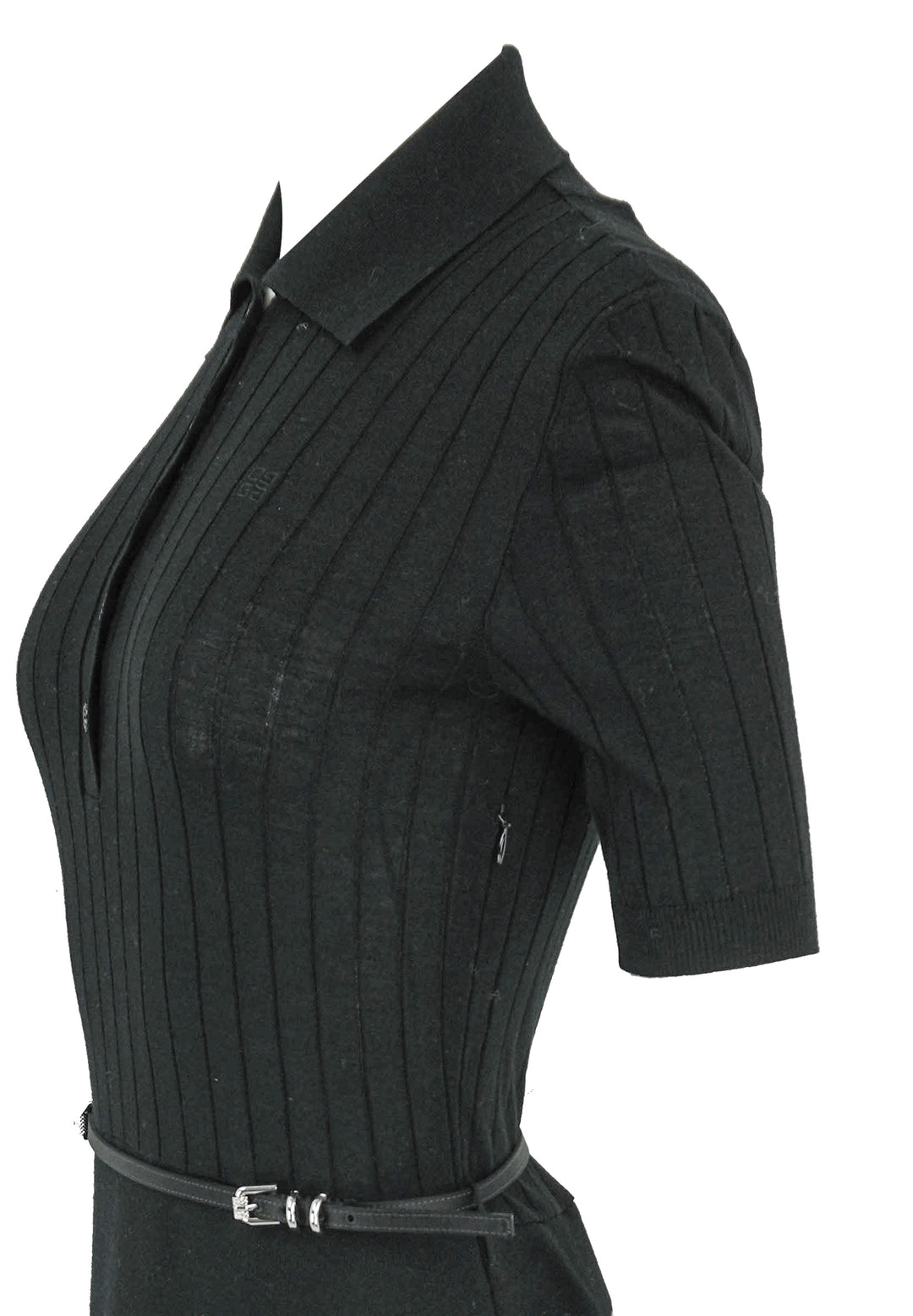 Givenchy Voyou Belted Wool Midi Dress in Black - Discounts on Givenchy at UAL