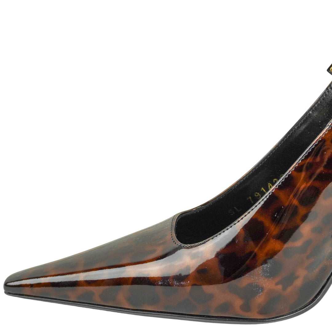 Saint Laurent Dune Slingback Heels in Tortoise - Discounts on Saint Laurent at UAL