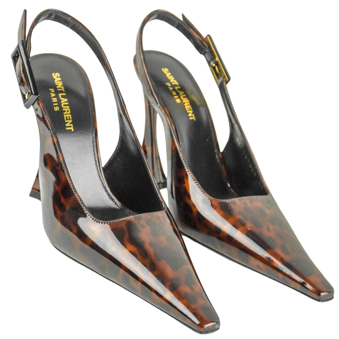 Saint Laurent Dune Slingback Heels in Tortoise - Discounts on Saint Laurent at UAL