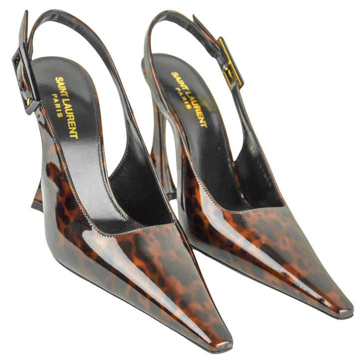 Saint Laurent Dune Slingback Heels in Tortoise - Discounts on Saint Laurent at UAL