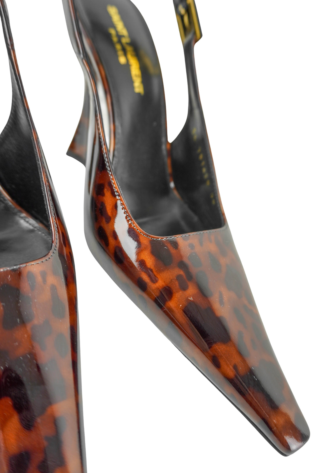 Saint Laurent Dune Slingback Heels in Tortoise - Discounts on Saint Laurent at UAL