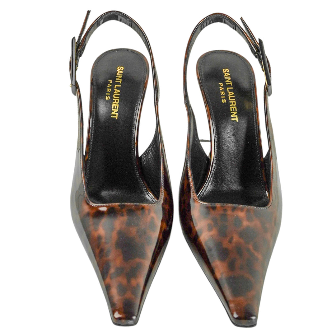 Saint Laurent Dune Slingback Heels in Tortoise - Discounts on Saint Laurent at UAL