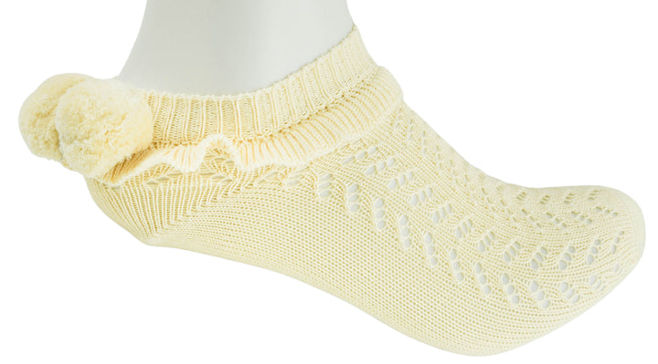 Valentino Cotton Socks with Pom Pom Detail in Birch - Discounts on Valentino at UAL