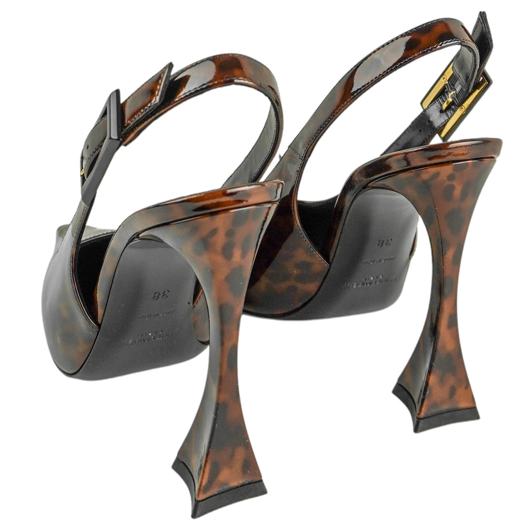 Saint Laurent Dune Slingback Heels in Tortoise - Discounts on Saint Laurent at UAL