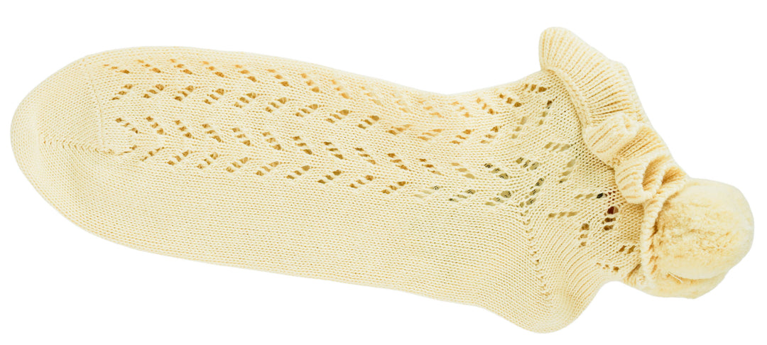 Valentino Cotton Socks with Pom Pom Detail in Birch - Discounts on Valentino at UAL